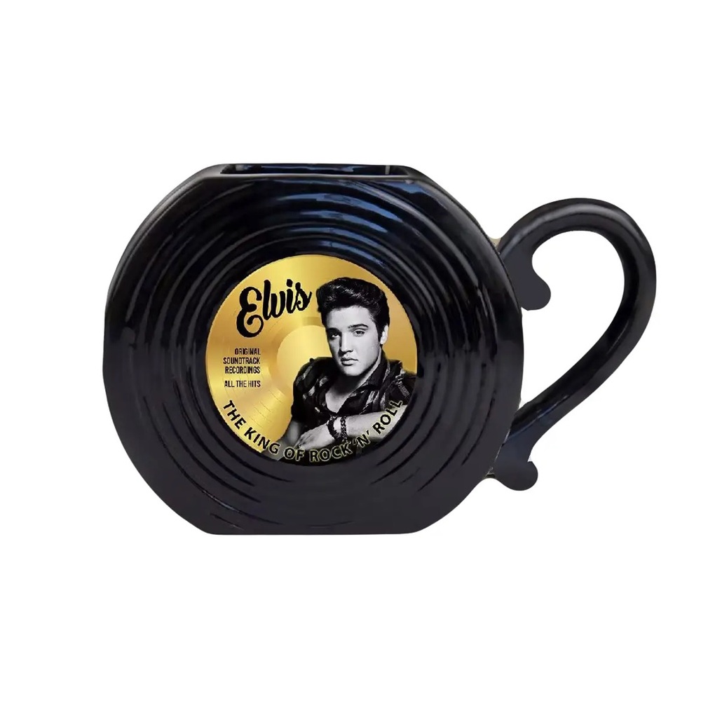 New 14 Oz Black Elvis Record Mug coffee tea hot chocolate